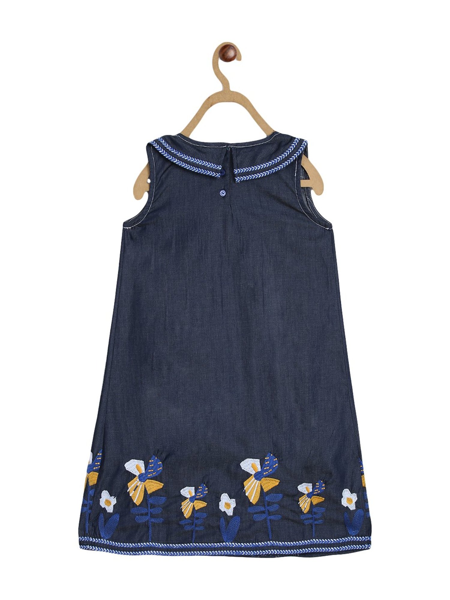 Elle Kids Indigo Cotton Patch Work Dress
