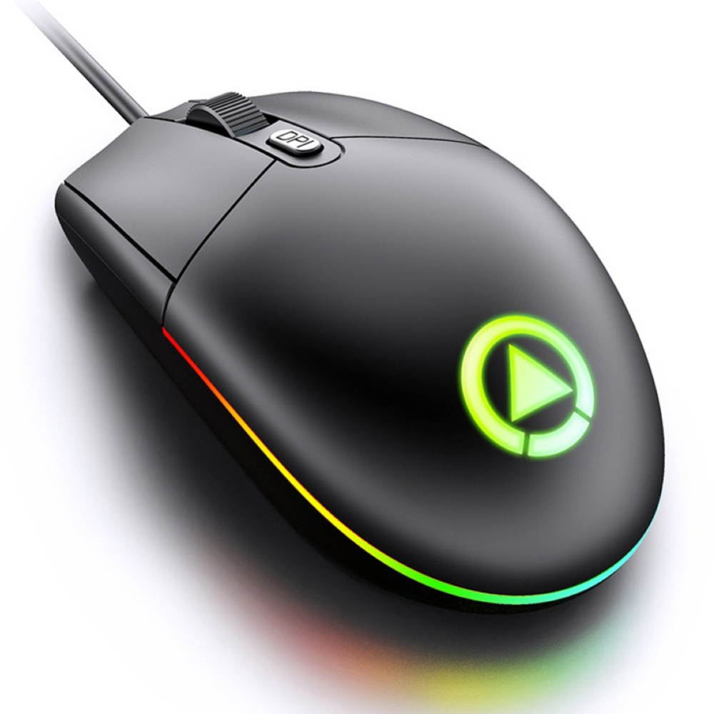 Gaming Mouse Wired, Gaming Mice, 4 Buttons, 1600DPI Adjustable, 7 Colors LED Backlight Light, Comfortable Grip Ergonomic Optical PC Computer Gaming Mice (Black)