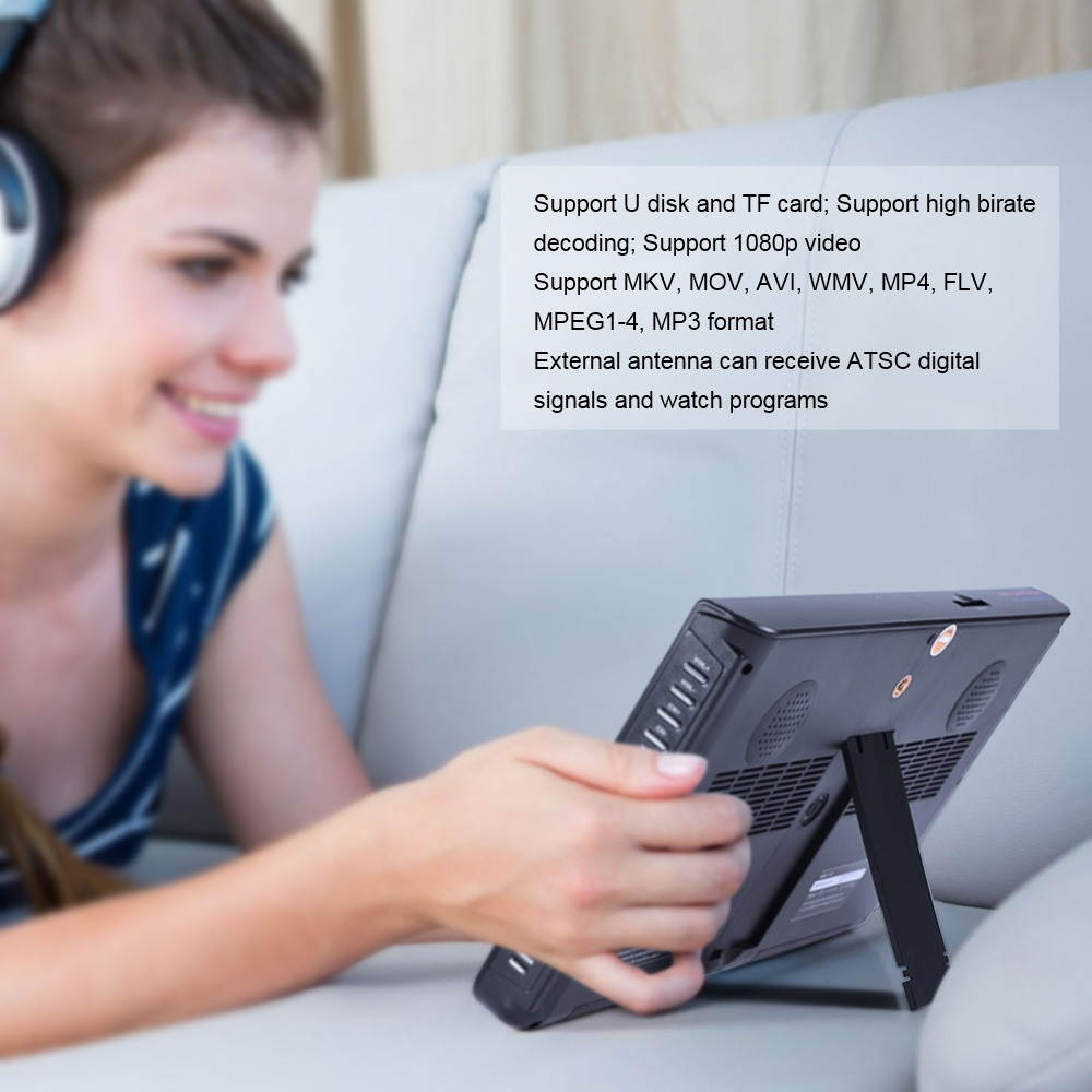 LEADSTAR 10 Inch Portable Digital ATSC TFT HD Screen Freeview LED TV Video Player for Car Caravan Camping Outdoor or Kitchen Support USB SD Card