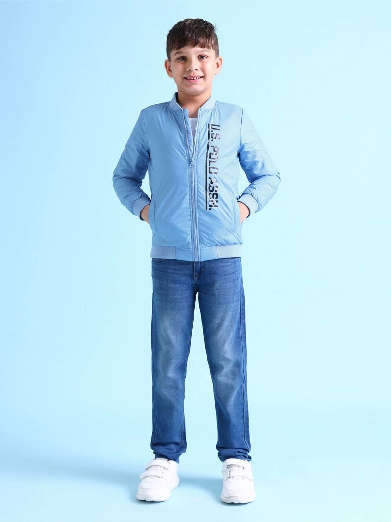 Allen Solly Junior Navy & Green Color Block Full Sleeves Jacket