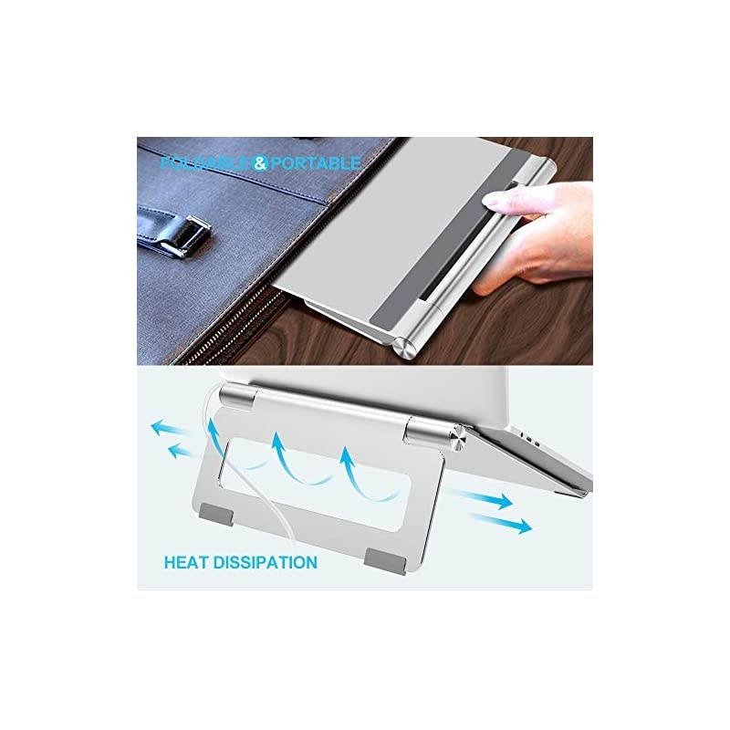 Adjustable Laptop Stand, Laptop Riser, Aluminum Notebook Holder Stand Compatible with MacBook, Air, Pro, Dell XPS, HP, Samsung, Alienware, More Laptops up to 17.3"- Silver