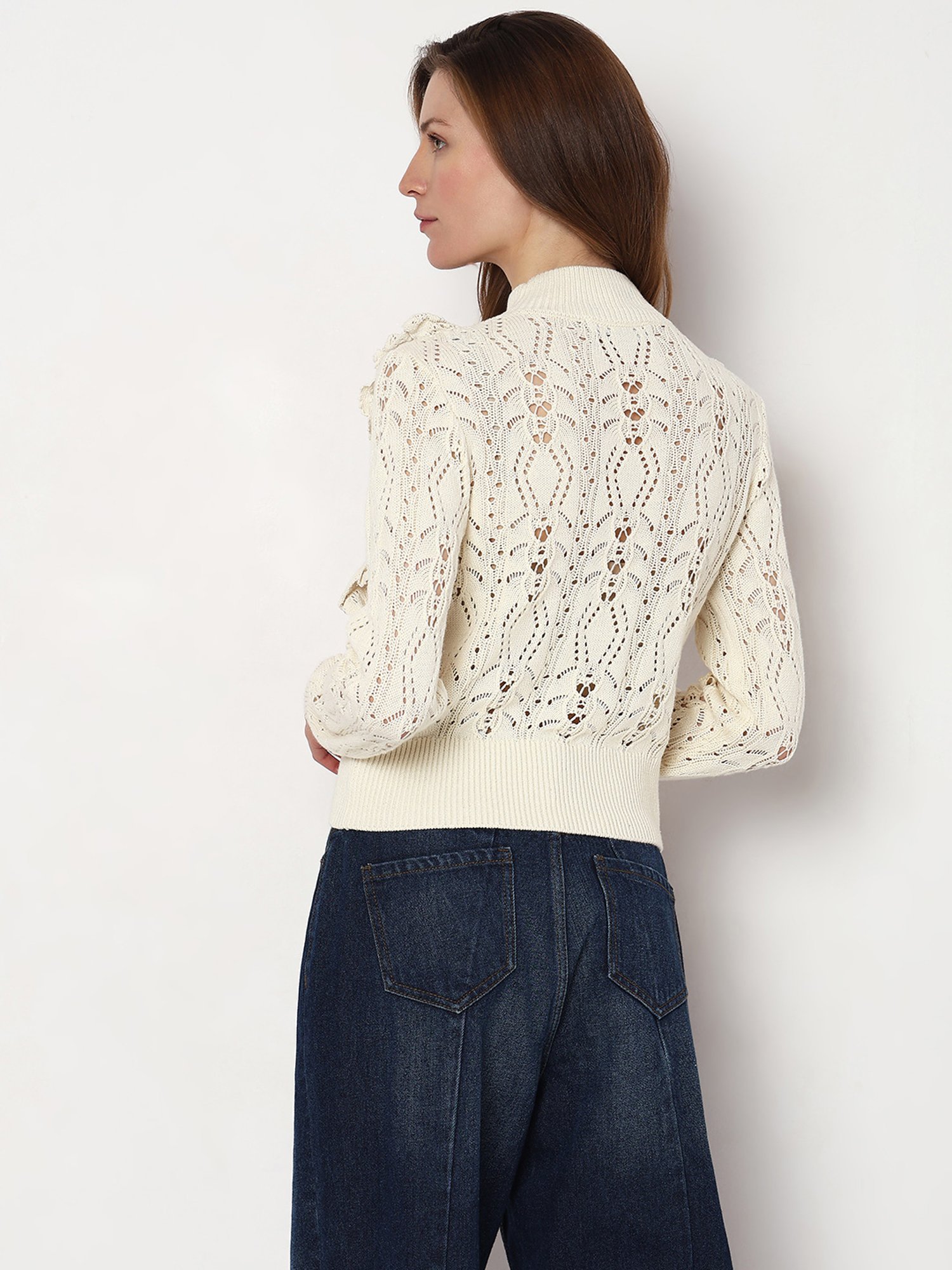 Vero Moda White Self Design Pullover