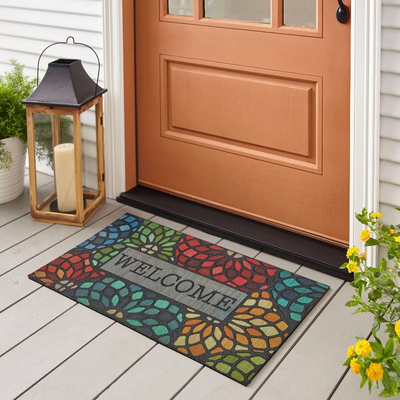 1'6"x2'6" Doorscapes Mat Welcome Stained Glass Floret - Mohawk