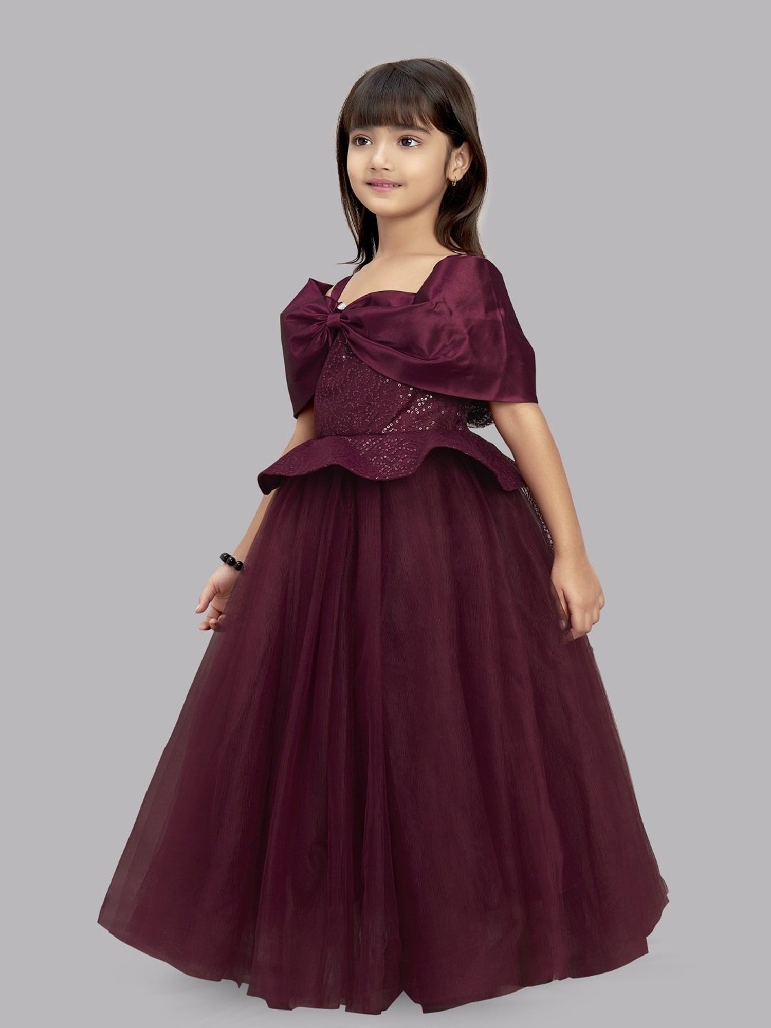 Pink Chick Kids Burgundy Sequence Gown