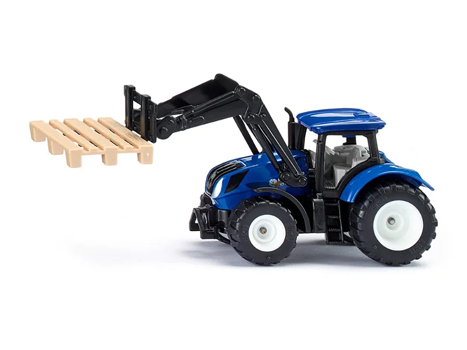 New Holland T7.315 Tractor with Pallet Fork and Pallet Blue and Black Diecast Model by Siku