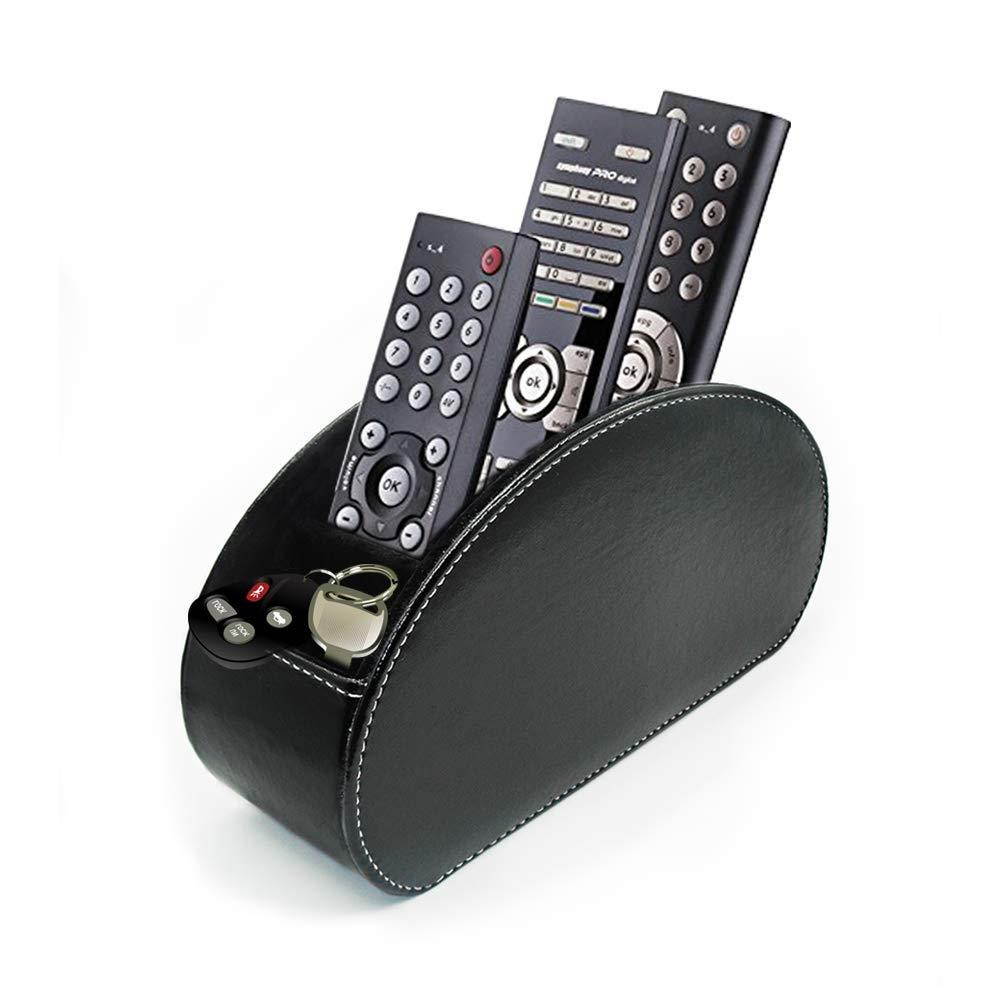 Fosinz Remote Control Holder Organizer Leather Control Storage TV Remote Control Organizer with 5 Spacious Compartments (Black 3 Pack)