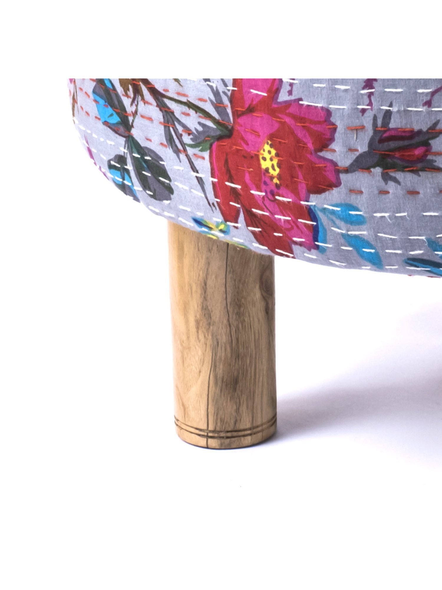 Chumbak French Sahara Solid Mustard Yellow Wood Ottoman