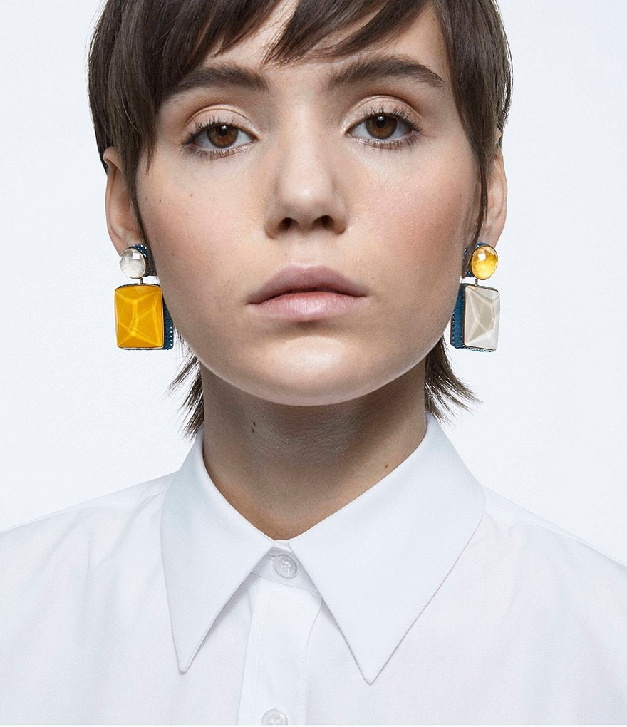 Sanctuary Project Semi Precious Turquoise and White Howlite Three Stone Stud Earrings Gold