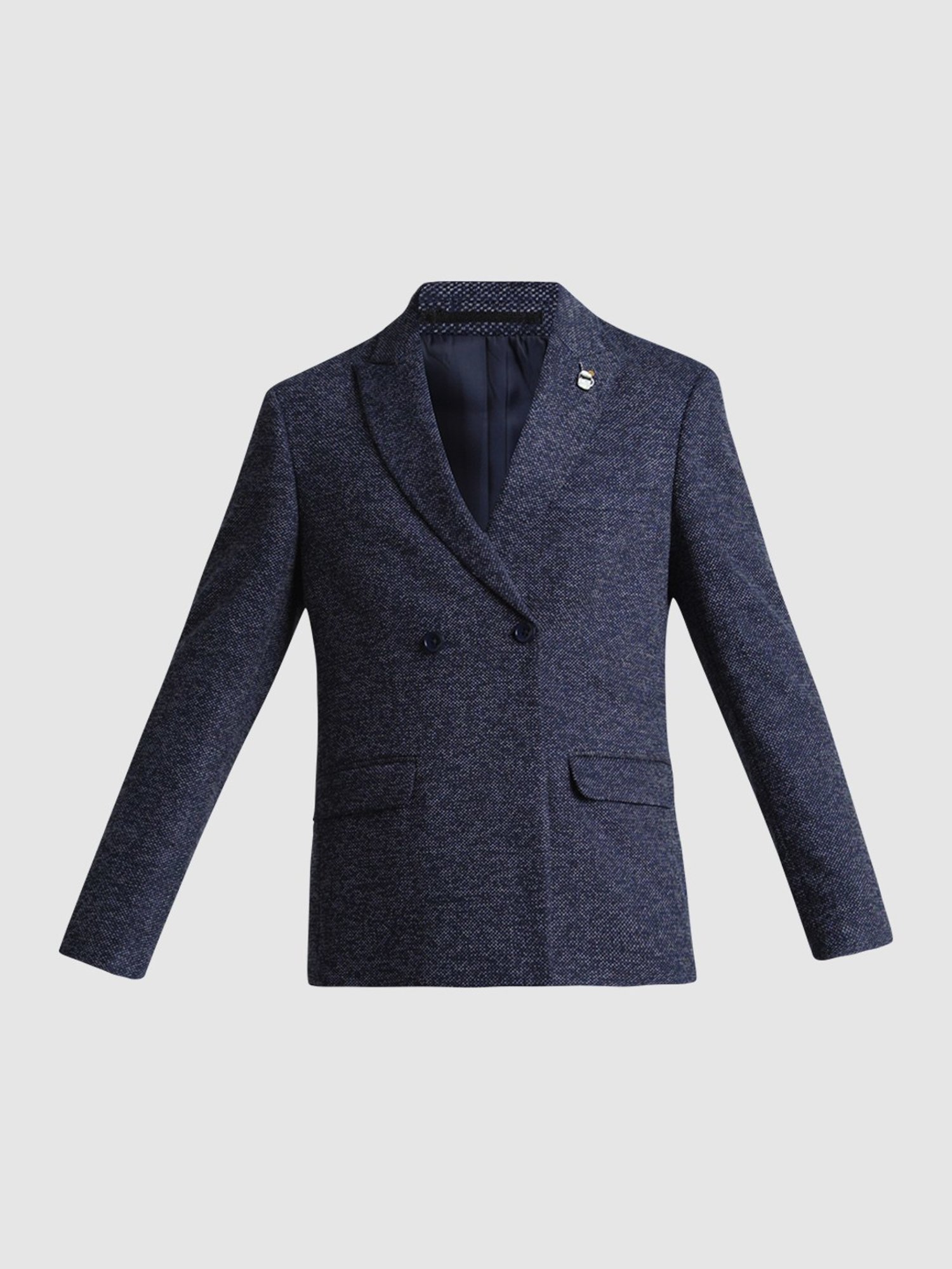 Jack & Jones Navy Blazer Slim Fit Self Pattern Blazer