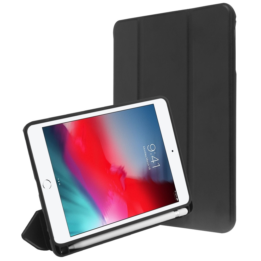 Smart Leather Hybrid Case with Apple Pencil Holder for iPad Mini 5 (5th Generation) / iPad Mini 4 - Black