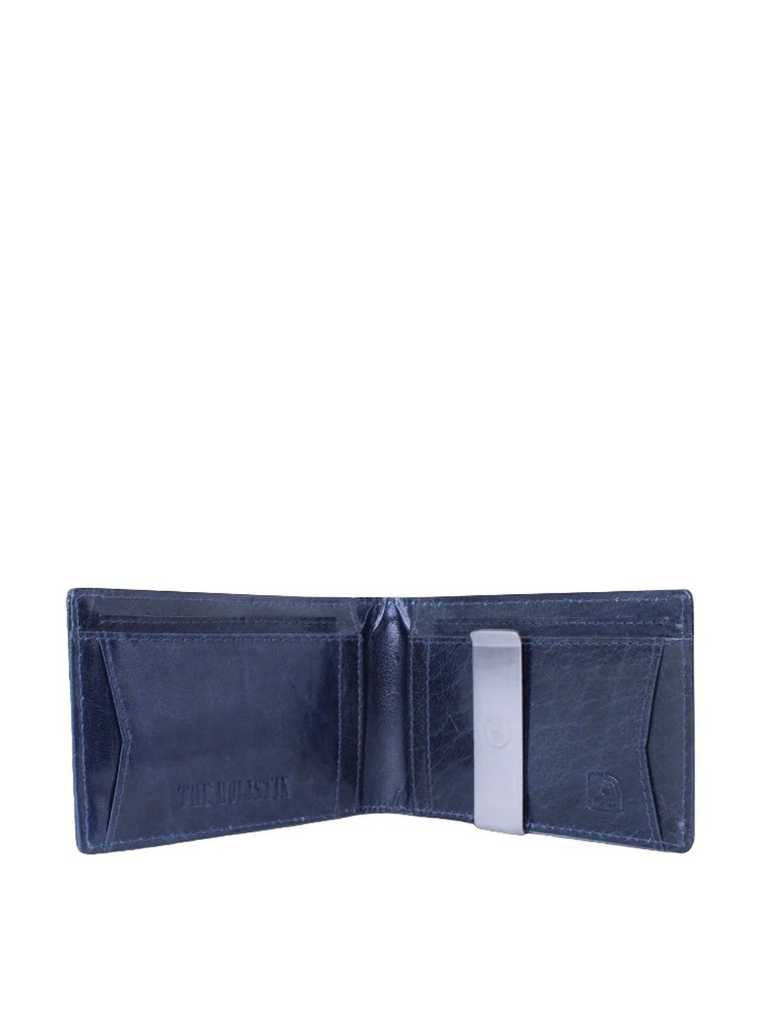 THE HOLISTIK Instant Access Navy Blue Casual Leather Money Clip Wallet for Men