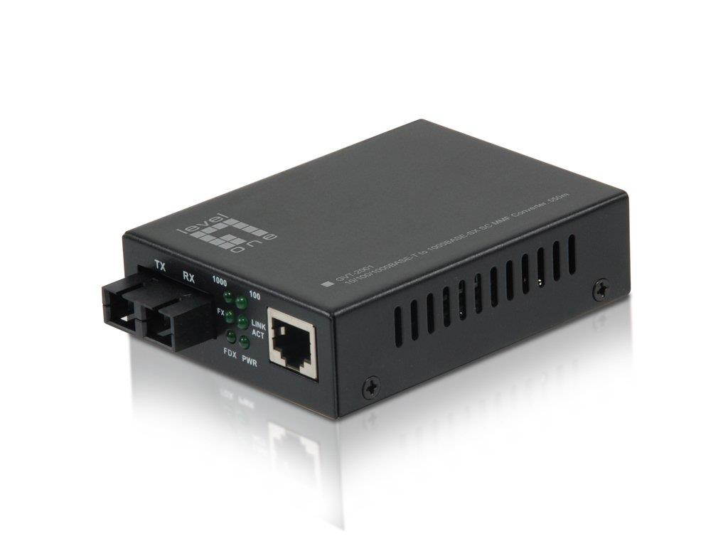 LevelOne GVT-2001 - Conversor de media de fibra - GigE - 10Base-T, 1000Base-SX, 100Base-TX, 1000Base-T - RJ-45 / SC multi-modos - ate 550 m - 850 nm