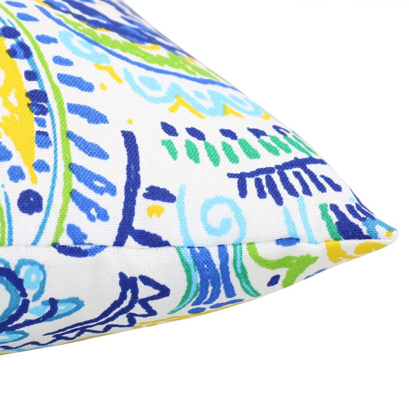 Sunnydaze Indoor/Outdoor Weather-Resistant Polyester Square Tufted Pillow with Zipper Closures - 19" - Aqua Paisley - 2pk