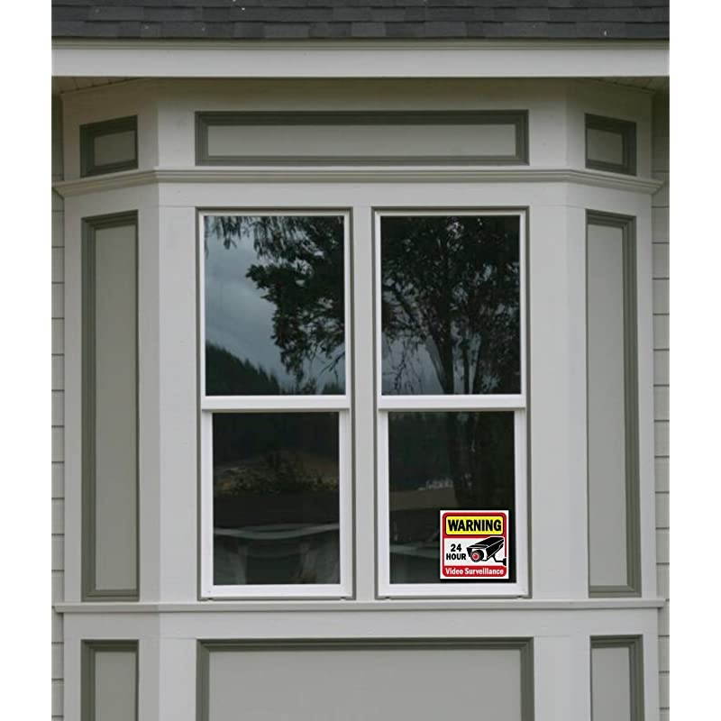 Security Surveillance Sticker Decals Sign for HomeBusiness 4 Piece Set Self Adhesive Vinyl Stickers for CCTV DVR Camera SystemOutdoorIndoor 6quot x 6quot for Window Door Wall