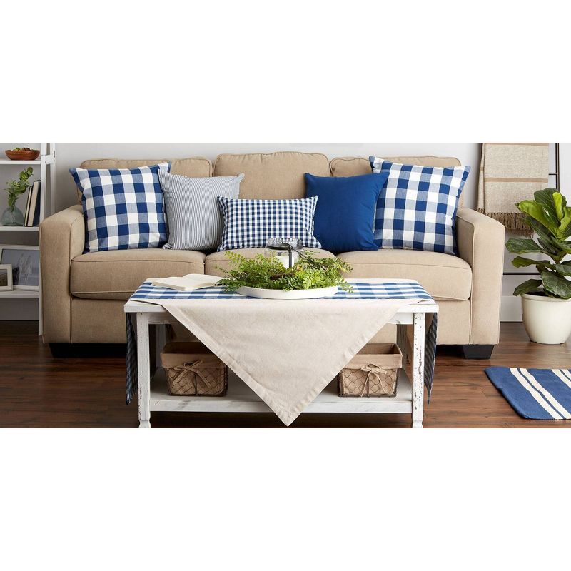 2pk 20"x20" Oversize Buffalo Check Square Throw Pillows Navy/Off White - Design Imports