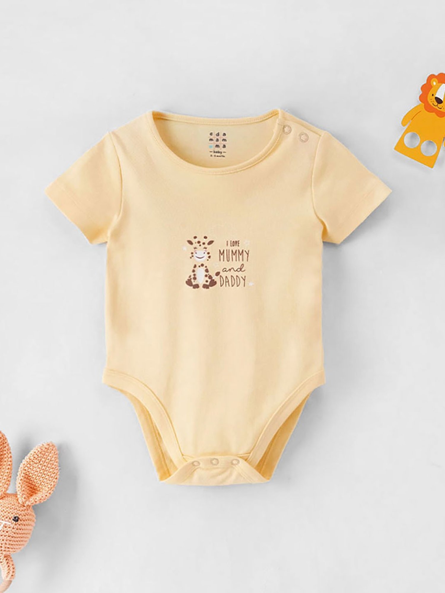Ed-a-Mamma Baby Yellow Printed Bodysuit
