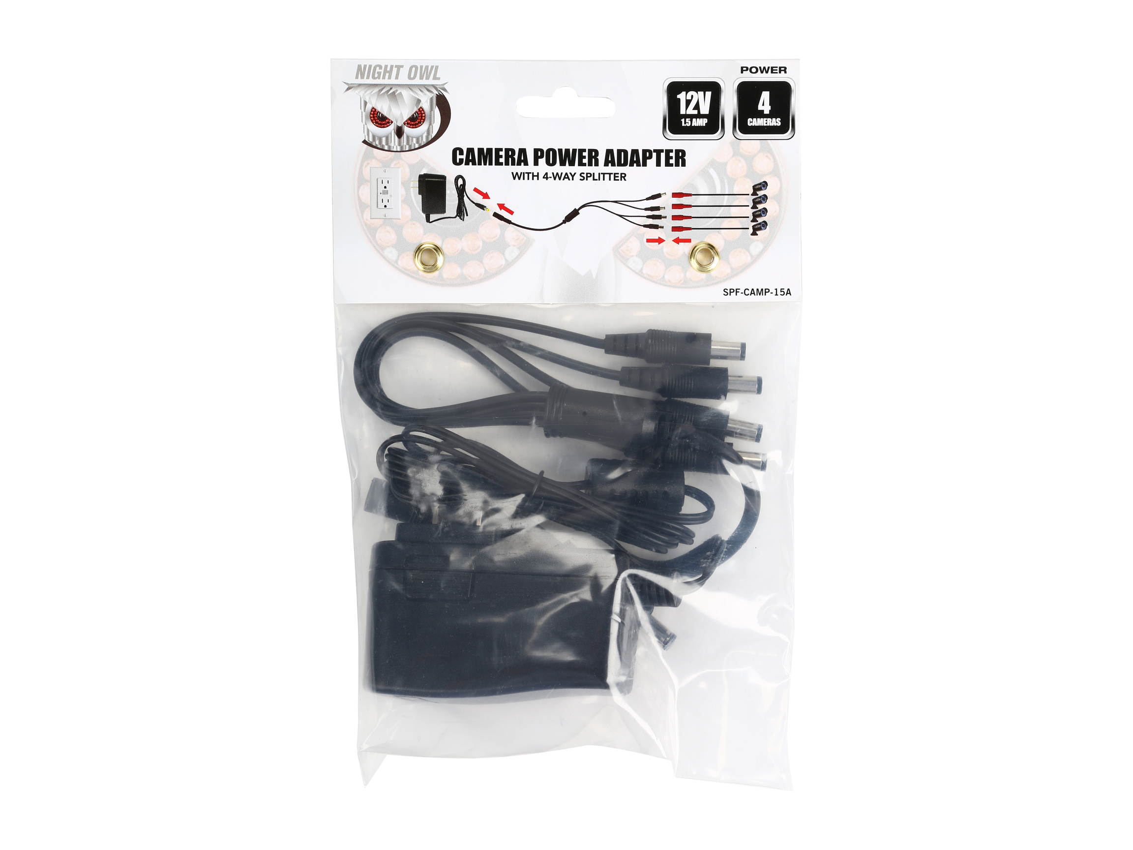Night Owl SPF-CAMP-15A Camera Power Adapter with a 4-way power splitter