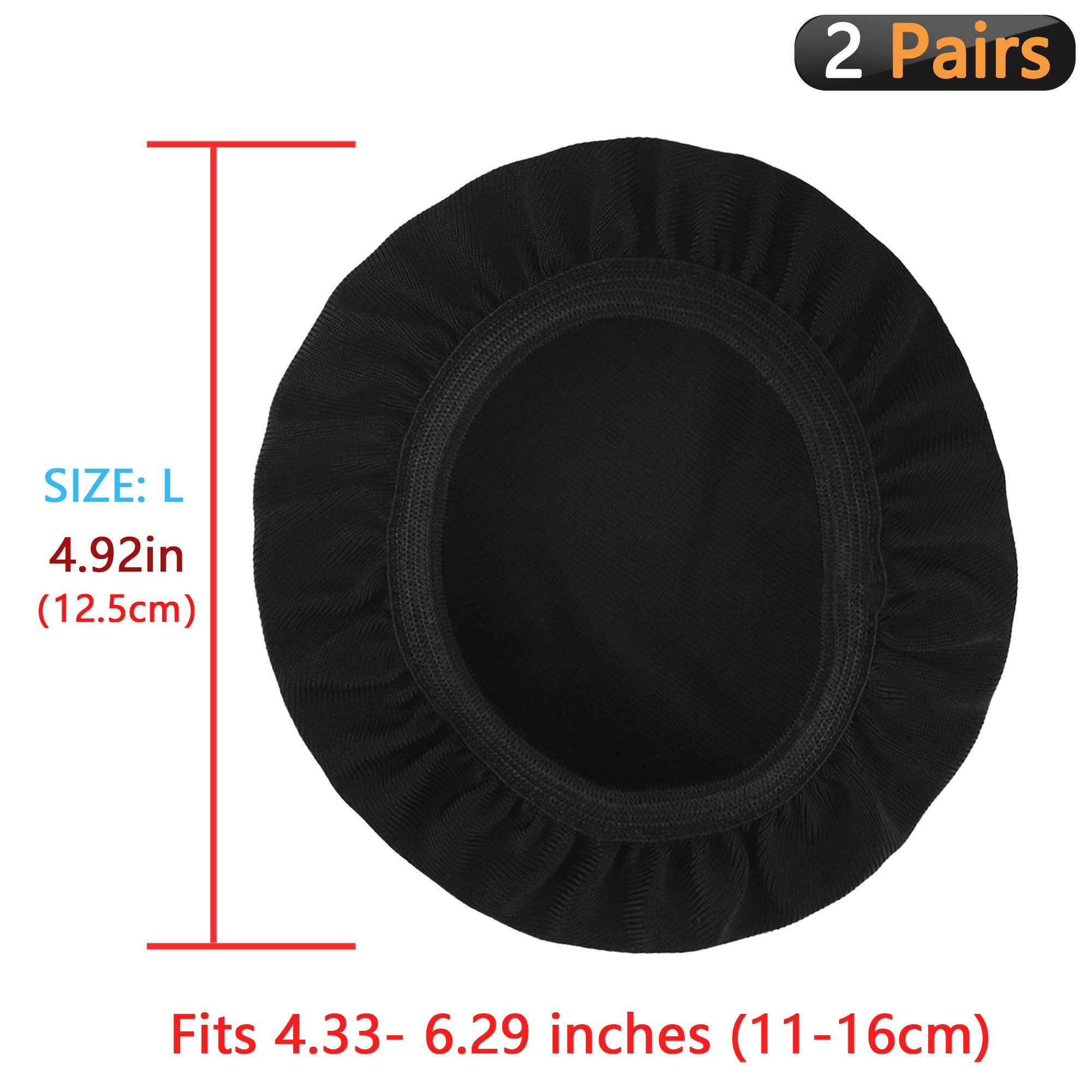 Geekria Flex Fabric Earphone Covers / Stretchable and Washable Sanitary Earcup Protectors, Like AKG K240 STUDIO, K702, SONY PS4 Gold Headphone, Fits 4"-6" Over-Ear Headset Earpads (Black, 2 Pairs)