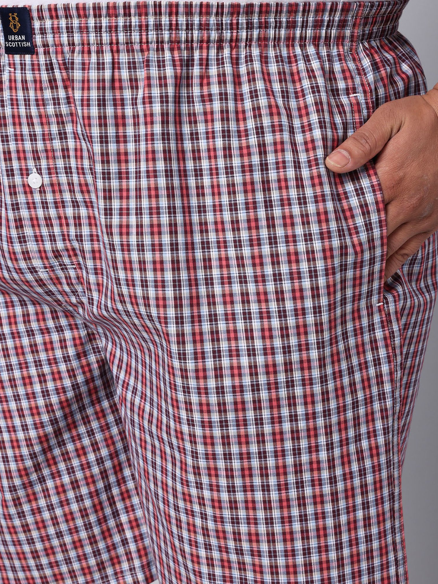 Urban Scottish Multi Cotton Regular fit Checks Boxers