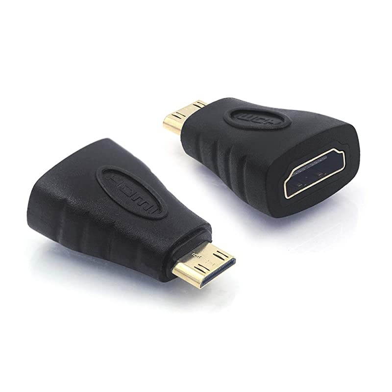2Pack HDMI Mini Adapter Gold Plated Mini HDMI to HDMI Connector 4K Compatible for Camera Camcorder DSLR Tablet Video Card