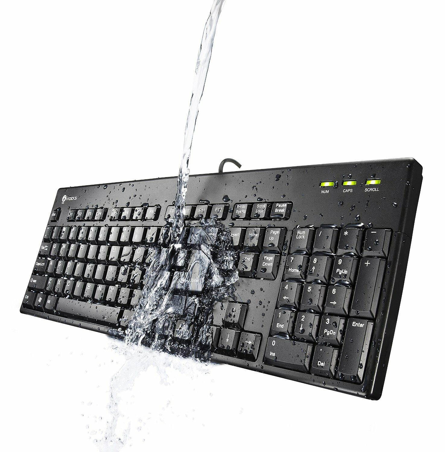 I-Rocks 104 Key Washable USB  IRK32W-BK PC Keyboard Black