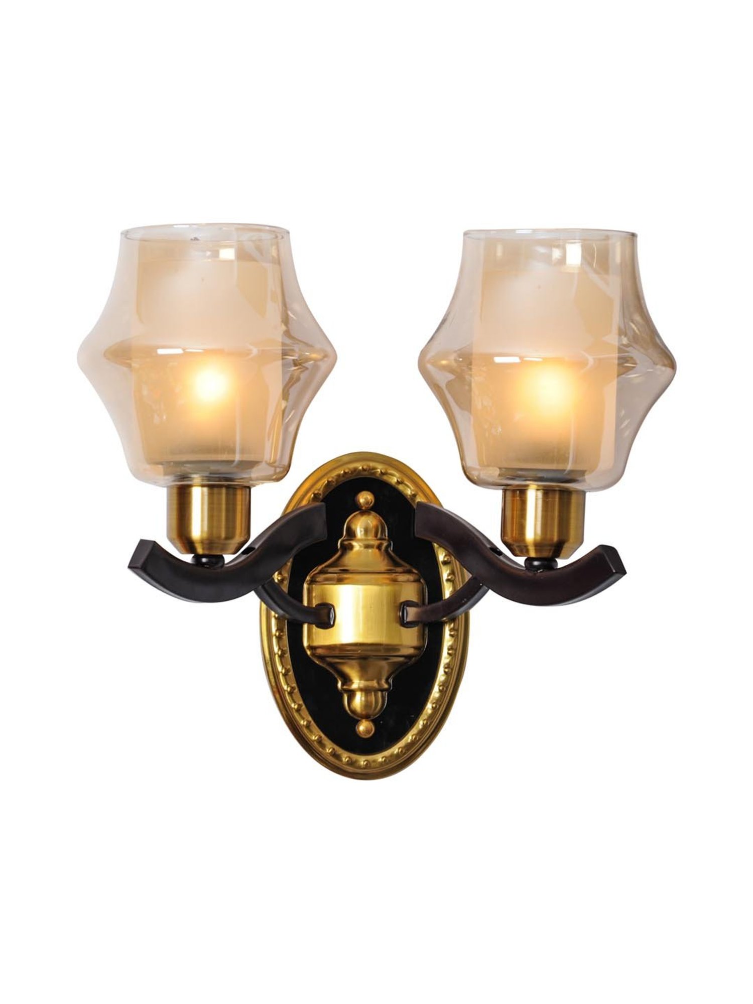 Kapoor E Illuminations Mysville Golden Metal Dual Shade Wall Light - Set of 1