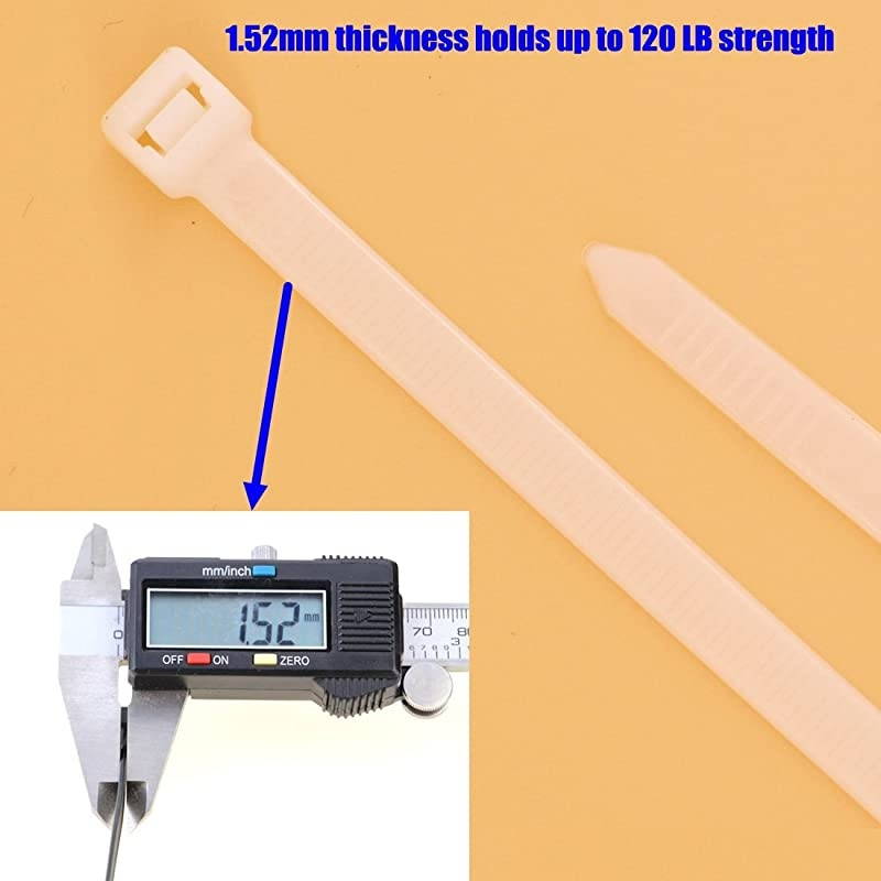 Wide 18 Inch Nylon Zip Cable Ties Clear Large 120LB Tensile StrengthHeavy Duty Industrial Durable Strong Cable Ties 50 Pack Indoor Outdoor Garden Ties Use18quot120LB White