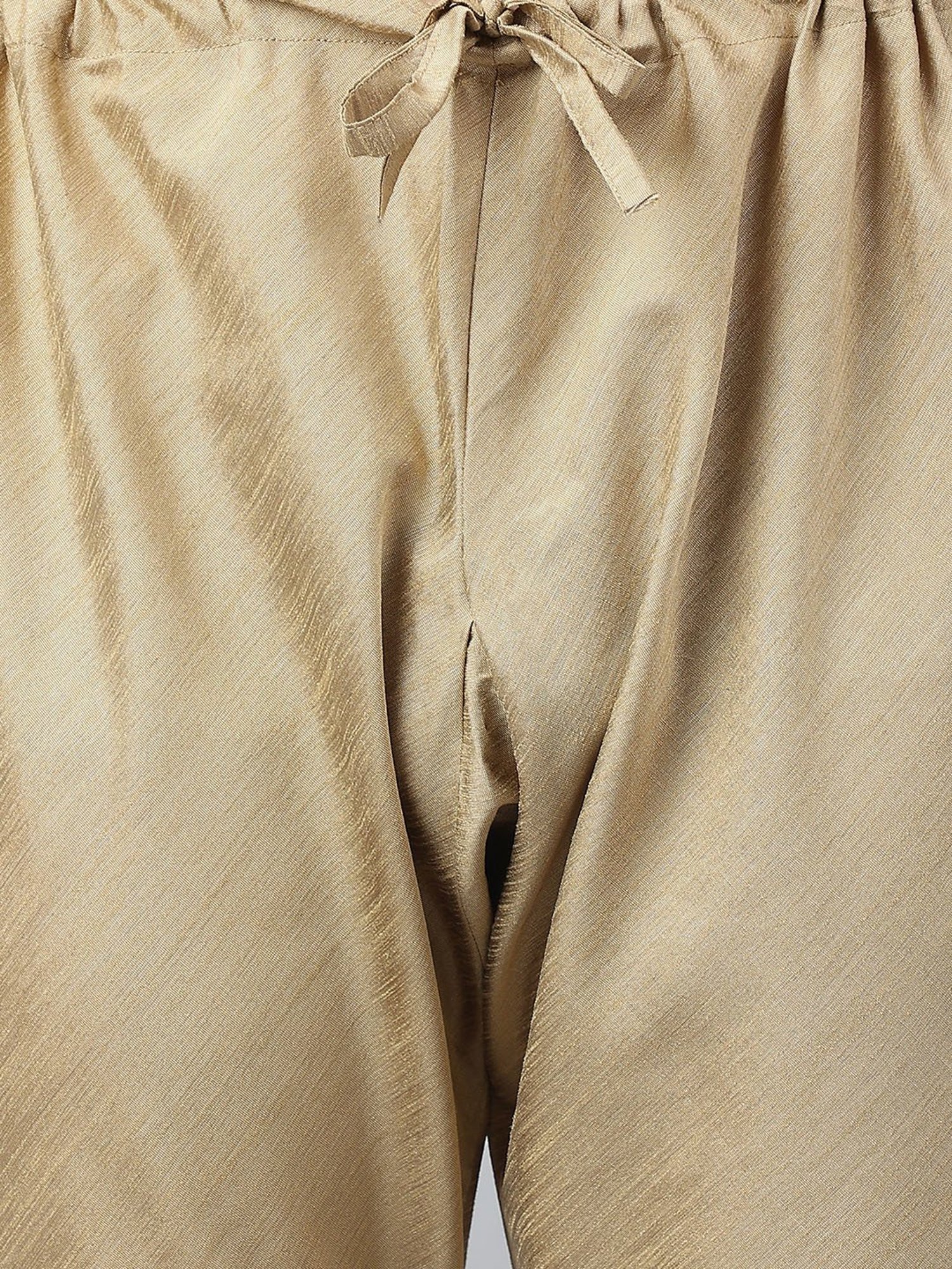 Hangup Khaki Embroided Kurta & Churidar Set With Nehru Jacket