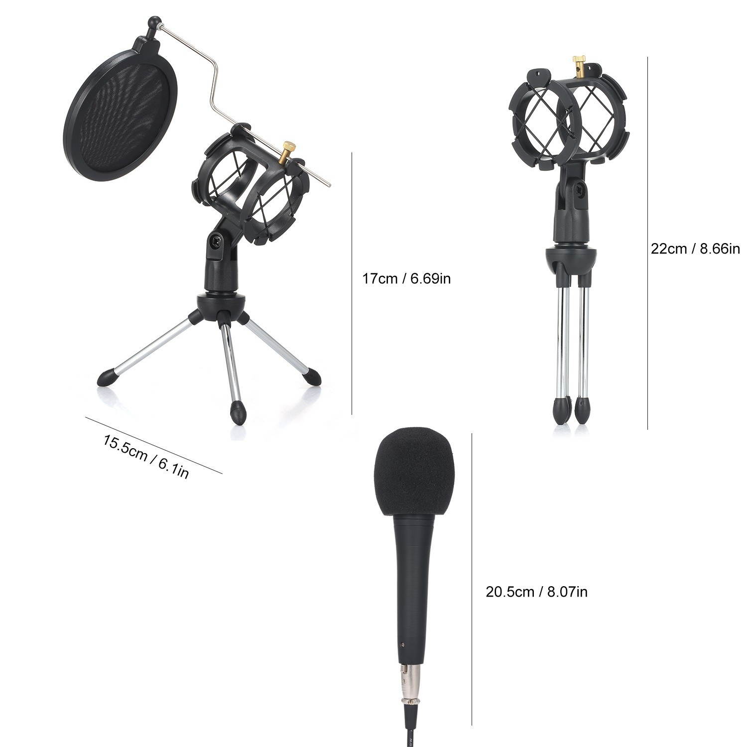 Professional Condenser Microphone with Stand 3.5mm for Computer Phone PC Microphone Mic for Sing Recording Live Broadcast