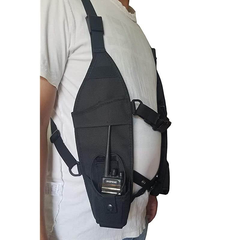 Universal Hands Free Chest Harness Bag Holster for Two Way Radio Rescue Essentials Vest Harness