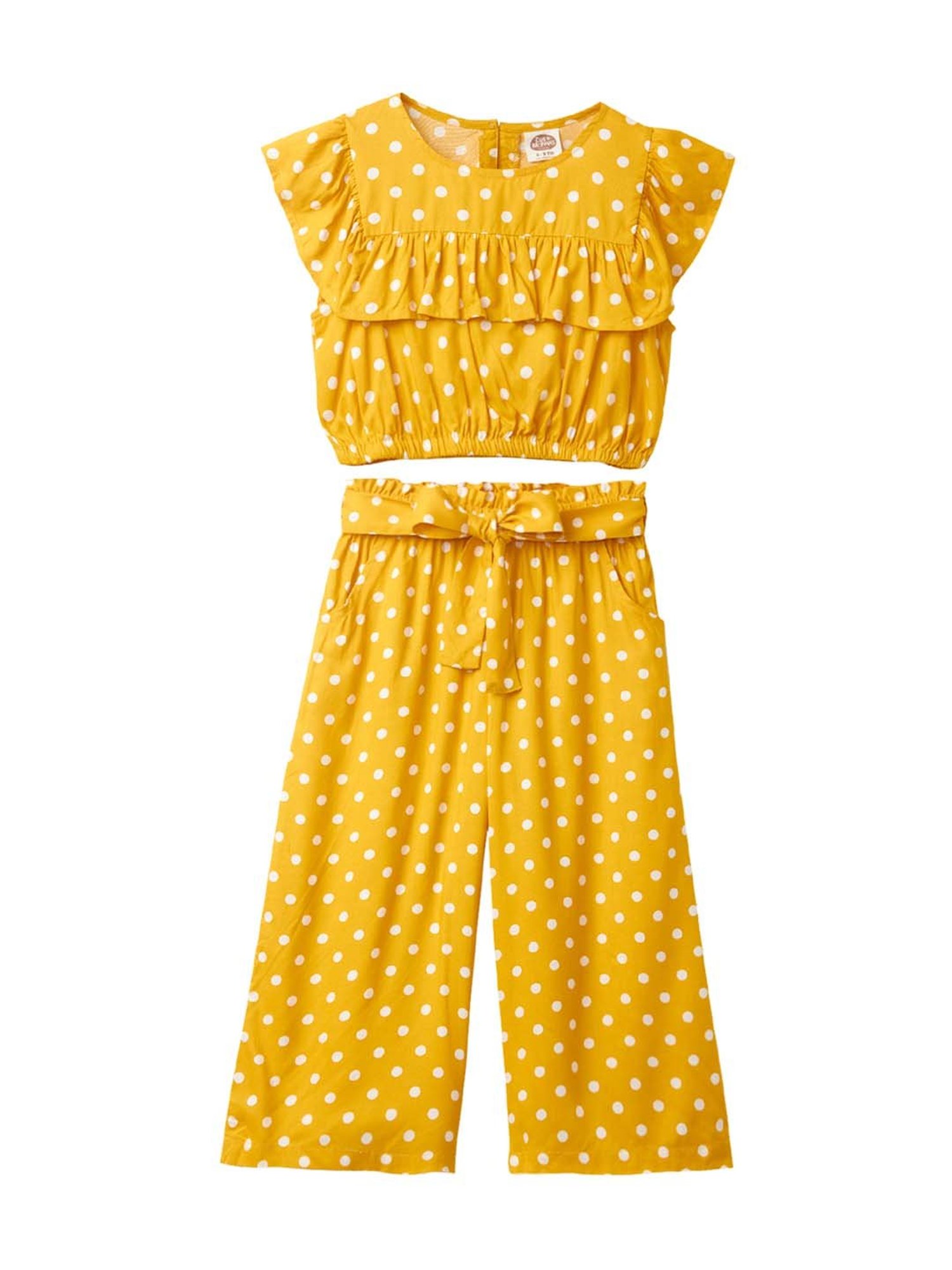 Cub McPaws Kids Yellow Printed Jumpsuit
