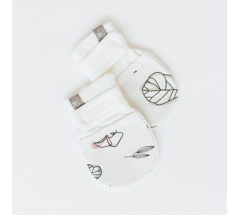 Goumi Baby Girls' Organic Cotton Abstract Floral Mittens - 0-3M