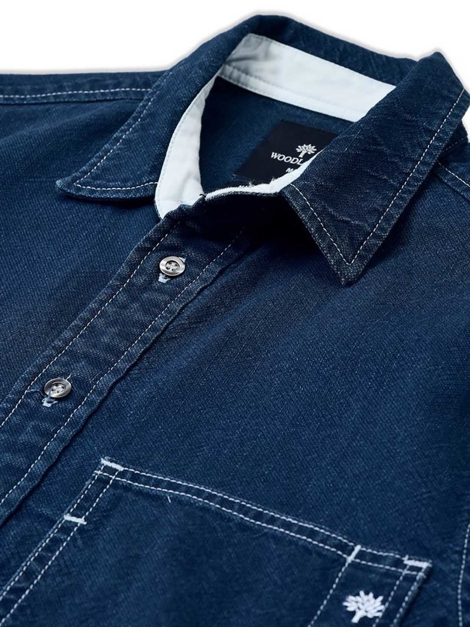Woodland Dark Blue Regular Fit Cotton Shirt