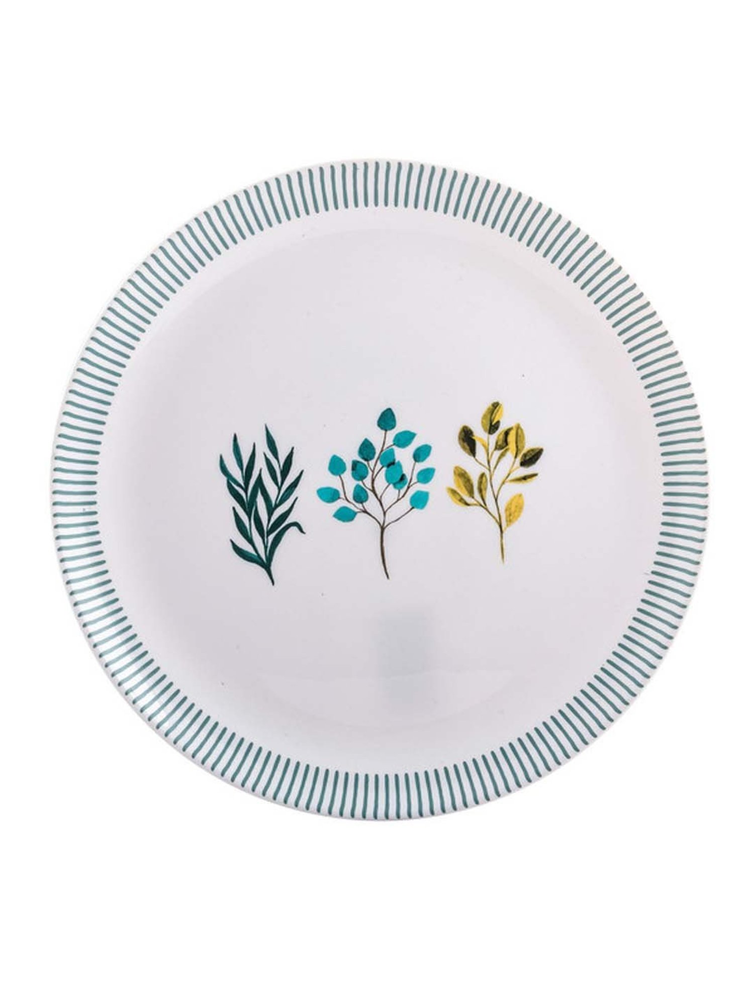 Goodhomes White & Green Opalware Dinner Set (Set of 4pcs Dinner & 4pcs Quarter Plate, 8pcs Veg Bowl)