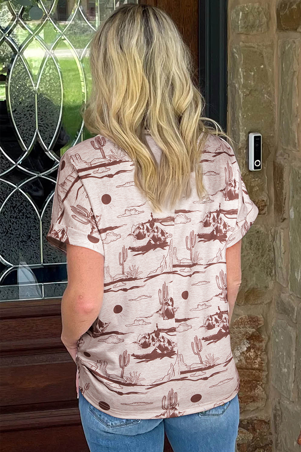 Red Cheetah Print Casual Short Sleeve Crew Neck T Shirt