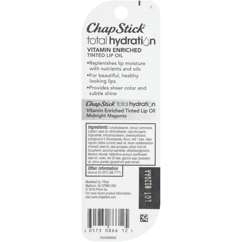 Chapstick Total Hydration Tinted Lip Oil - Midnight Magenta - 0.24oz
