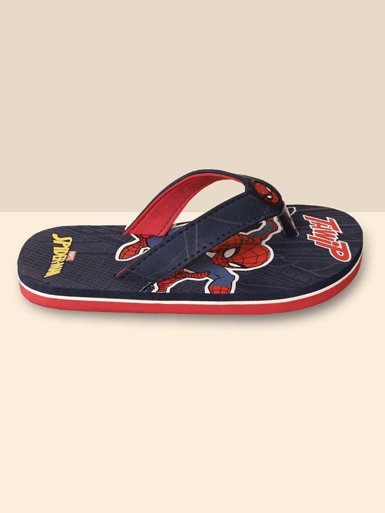 Kidsville Spiderman Printed Navy & Red Flip Flops