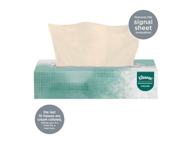 Kleenex Professional Naturals Facial Tissue for Business (21601), Flat Face Tissue Box, 2-PLY, 48 Boxes / Case, 125 Soft Sheets / Box, 6,000 Sheets / Case