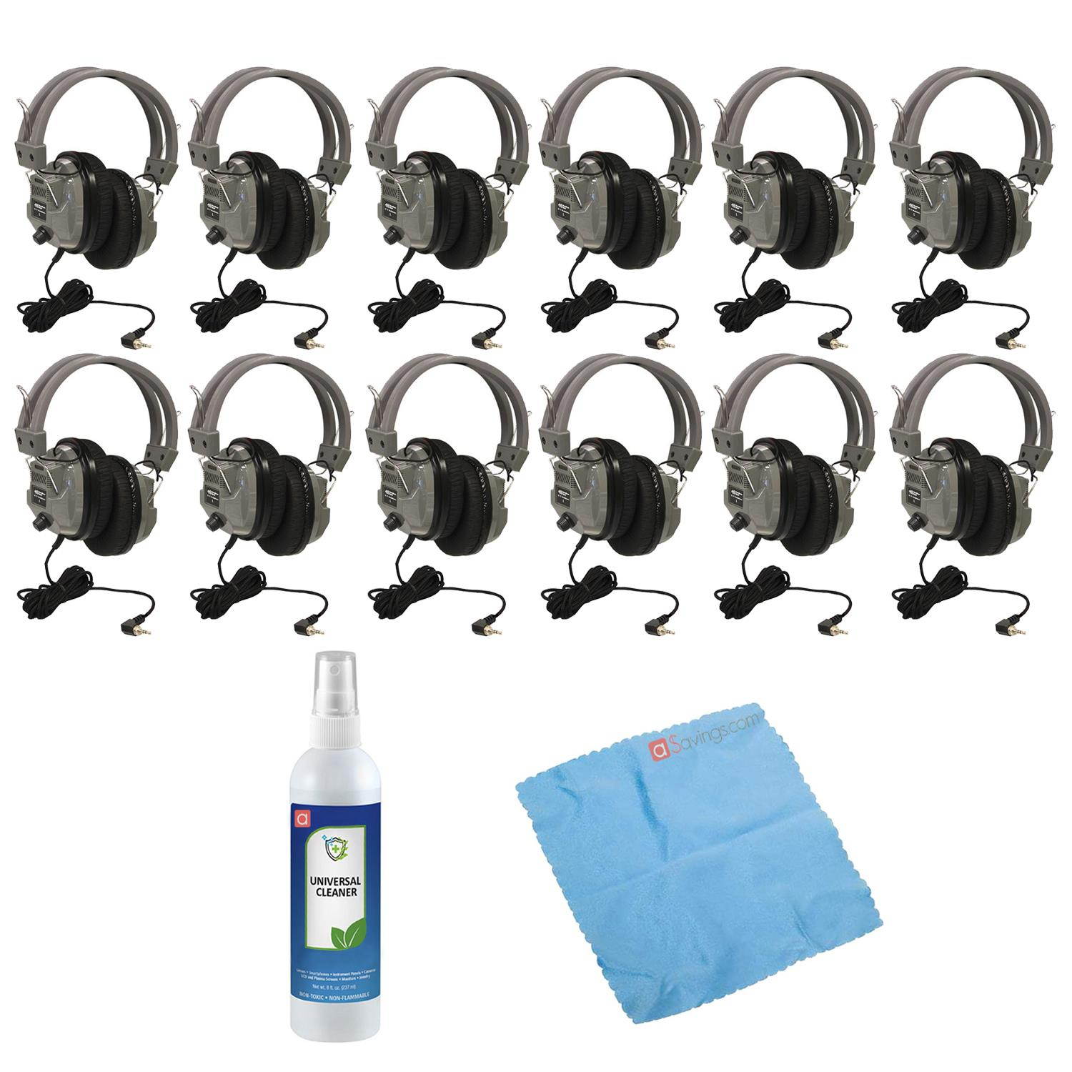 Hamilton Buhl SC-7V Schoolmate Deluxe Headphone (12 pack) & Cleaning Kit