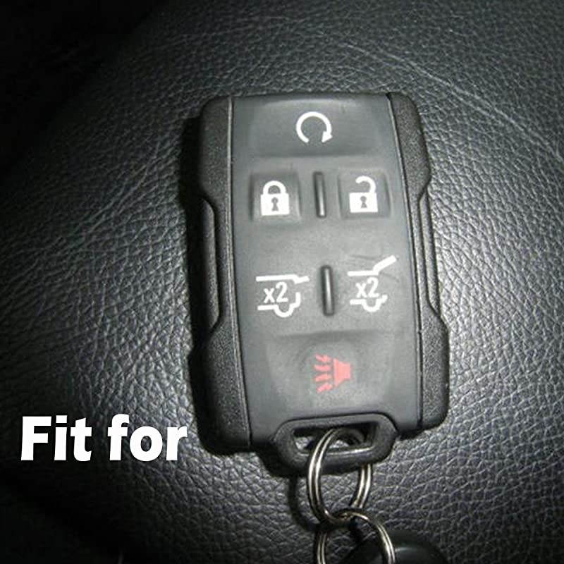 WERFDSR Sillicone key fob Skin key Cover Remote Case Protector Shell for 2015 2016 Chevrolet Suburban Tahoe GMC Yukon Smart Remote red blue