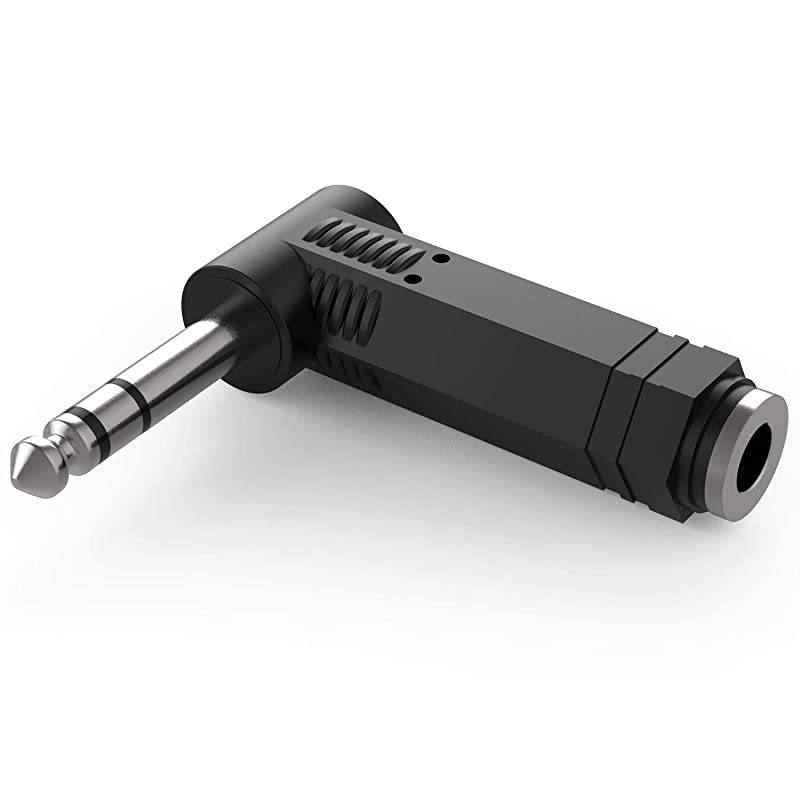 14 635mm Right Angle Stereo Male Plug to 14 635mm Stereo Female Jack Audio Adapter