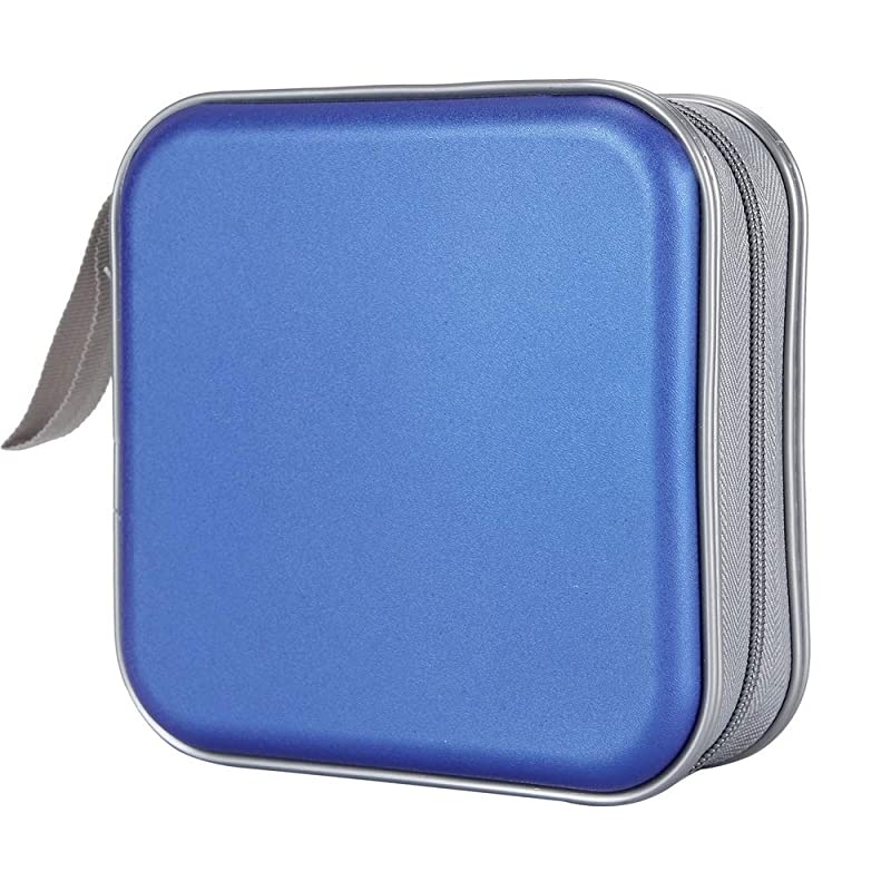 CD Case, 40 Capacity CD DVD Heavy Duty Wallet Storage Organizer Holder VCD Binder Bag Album Booklet (A-Blue)