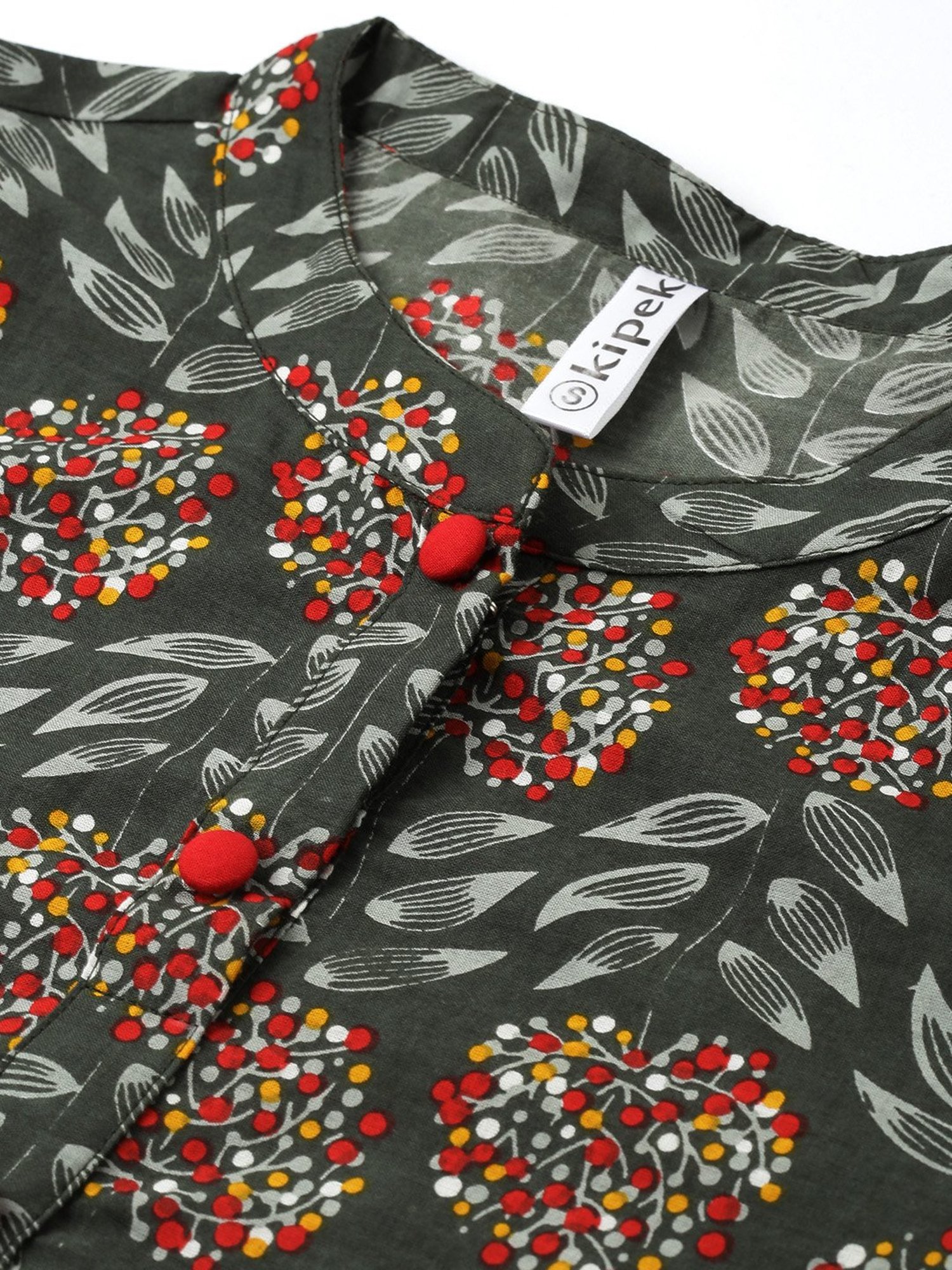 Kipek Grey Floral Printed Kurti