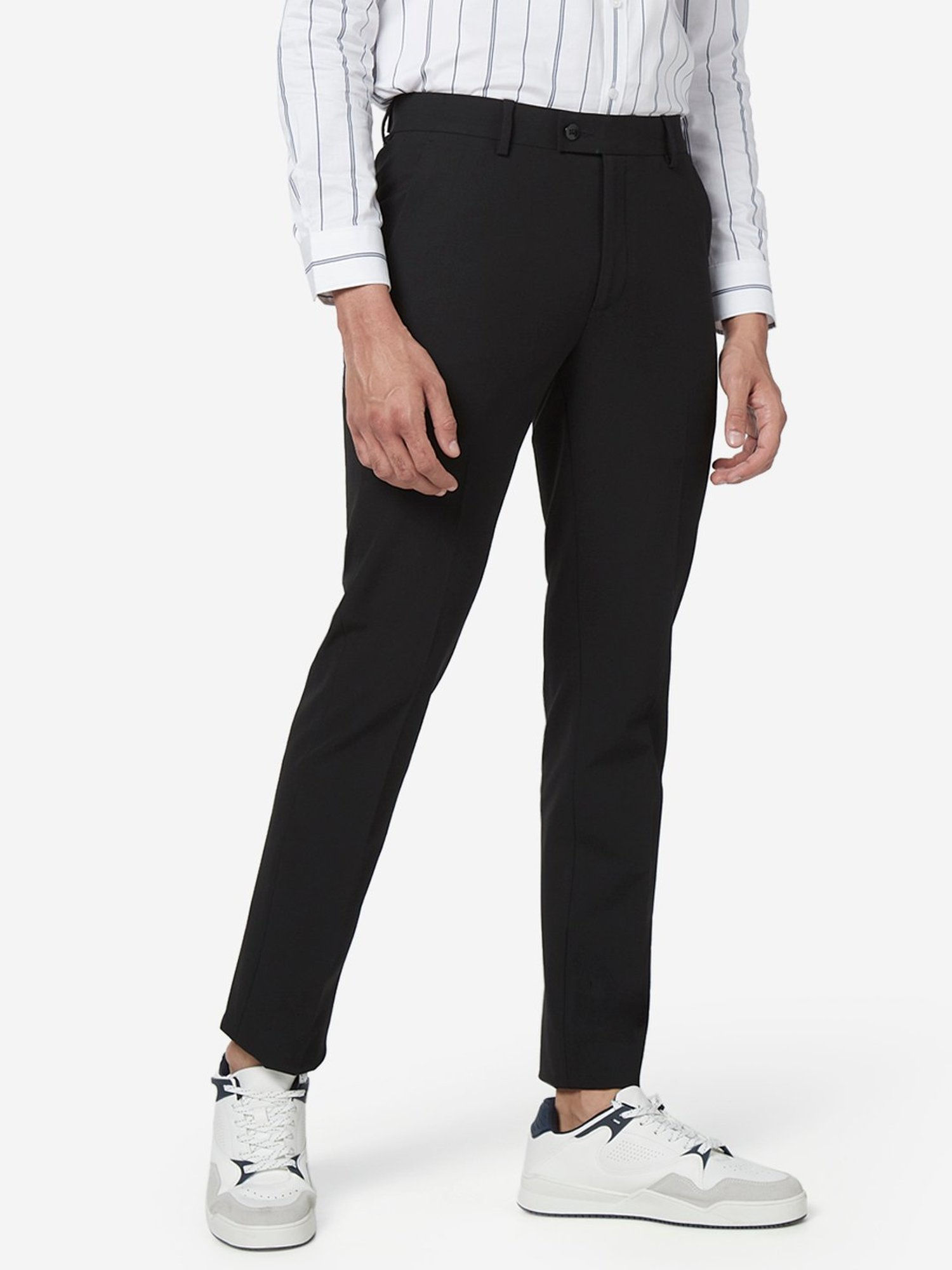 WES Formals by Westside Black Ultra Slim Fit Trousers