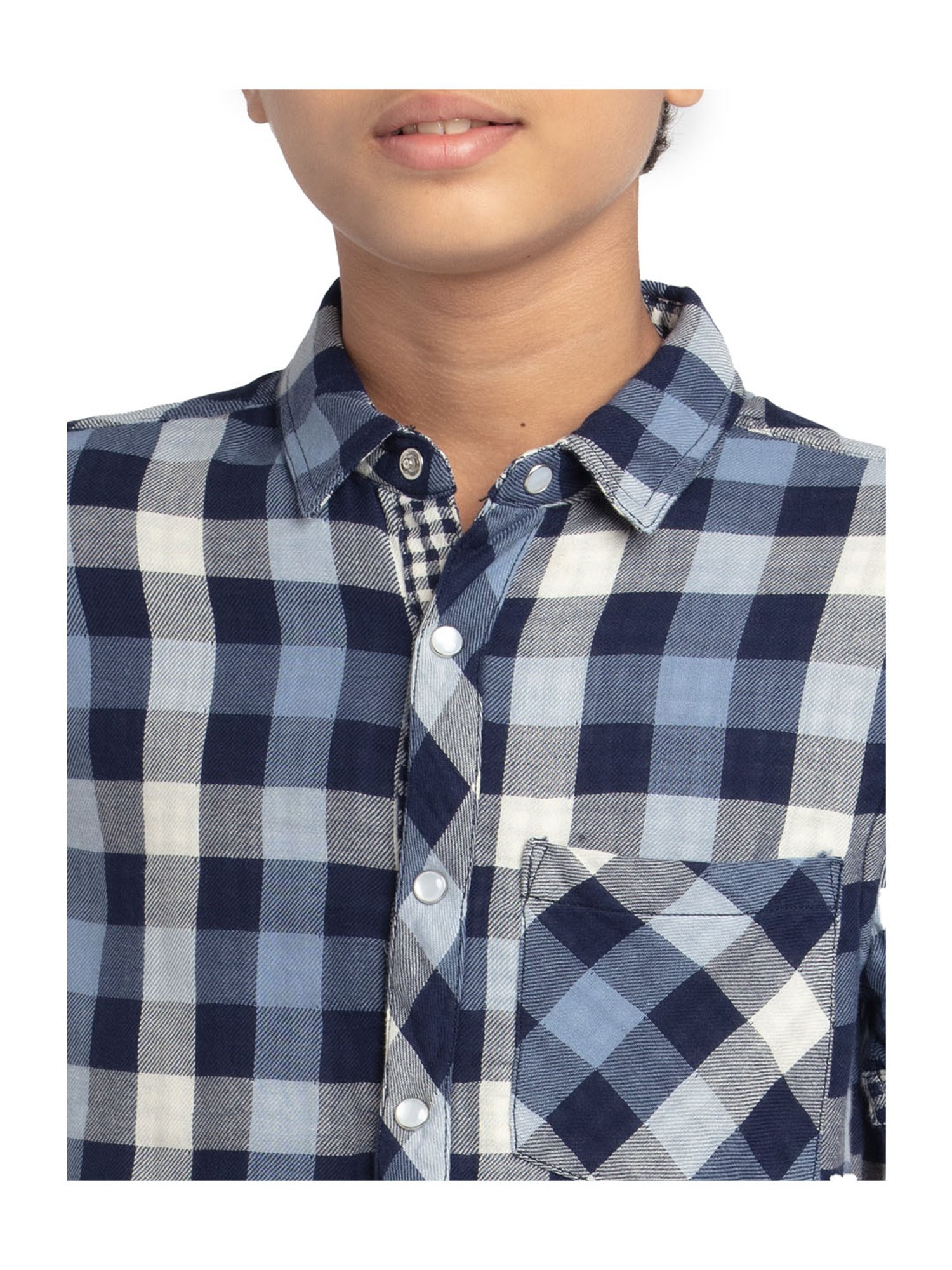 Under Fourteen Only Kids Multicolor Checks Reversible Shirt
