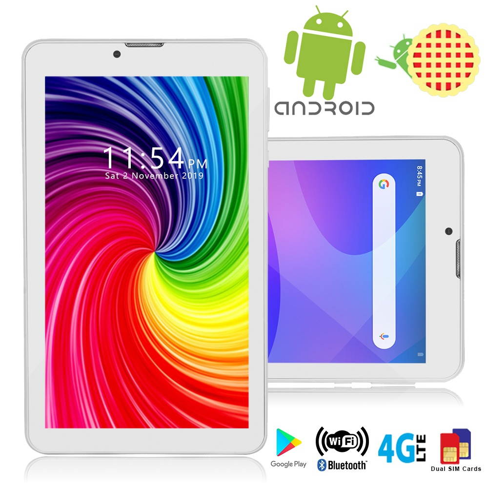 G4Tab 7-inch Android Pie TabletPC SmartPhone by Indigi, QuadCore 2GB RAM/16GB onboard ROM, Wi-Fi Enabled, Black