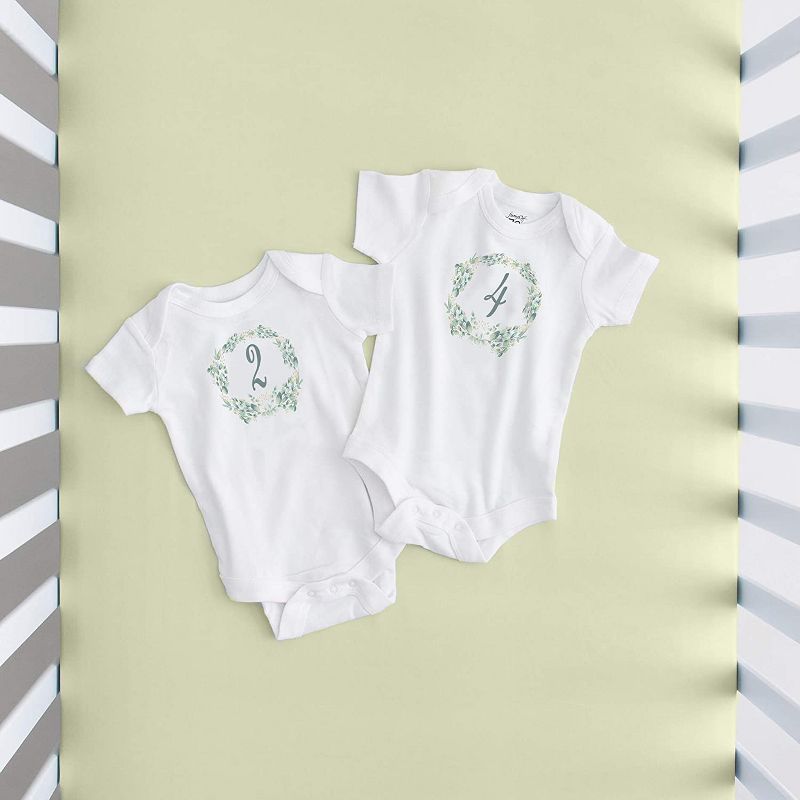 JumpOff Jo Baby Milestone Onesies, 12 Bodysuit Set for Photo Memories, Seize The Moments, Botanical