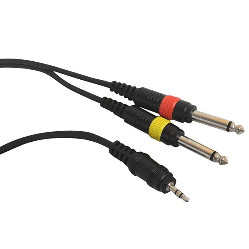 3 Foot 18 inch 35mm Male Stereo to Dual 14 inch 63mm Male Mono Instrument Cable