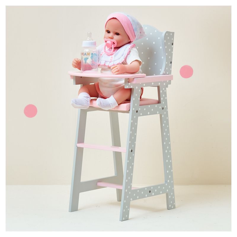 Olivia's Little World - Baby Doll Furniture - Baby High Chair (Gray Polka Dots)