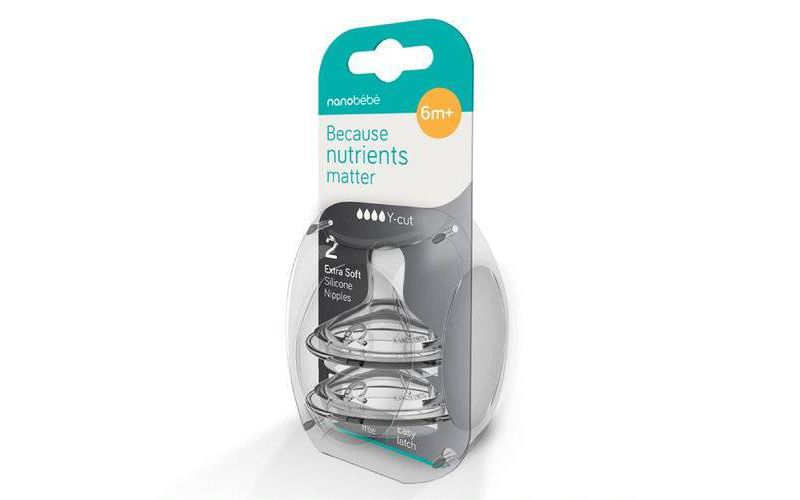 Nanobebe Y Cut 2pk Baby Bottle Silicone Nipples